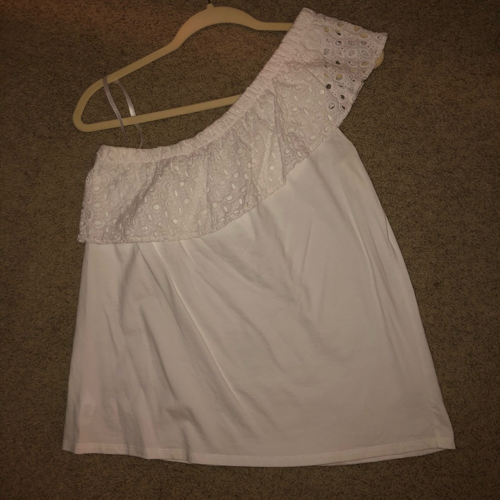 White, one shoulder, tank top LOFT